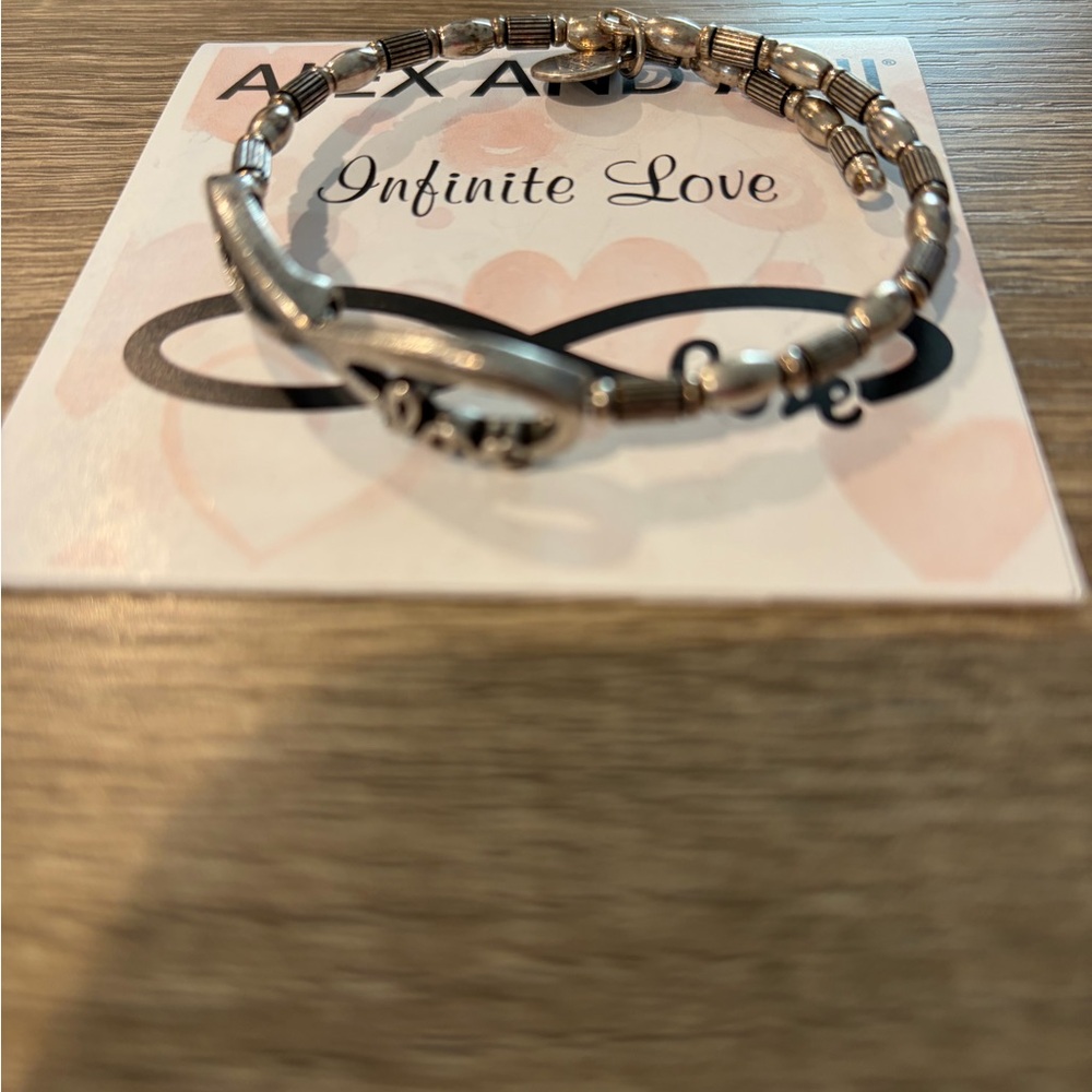 Silver-Tone Beaded Infinity Bracelet